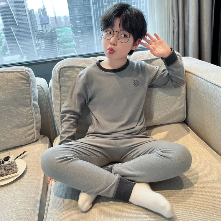 男童秋衣秋裤套装秋冬款2025新款大童冬季男孩睡衣保暖内衣家居服