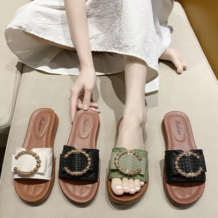 时尚百搭厚底拖鞋女夏防滑平底软底2024款凉拖鞋网红居家外穿凉拖