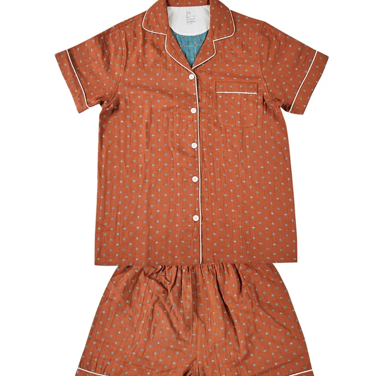 夏季短袖短裤 | 花妍双层纱睡衣男女款套装