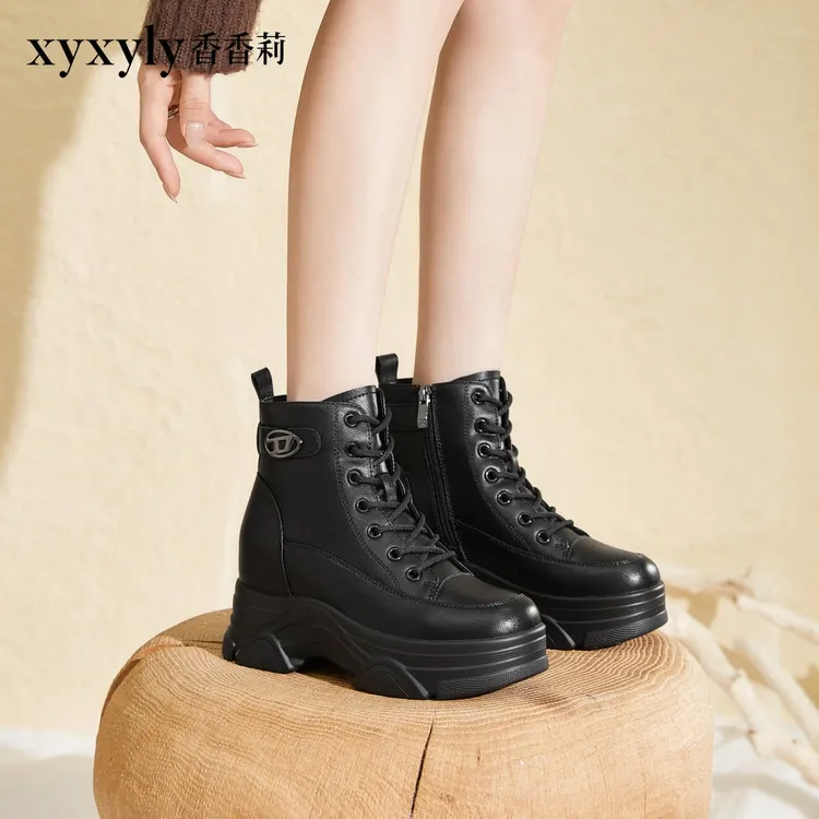 香香莉28695新款加绒马丁靴厚底短靴百搭短靴子内增高女鞋2024冬