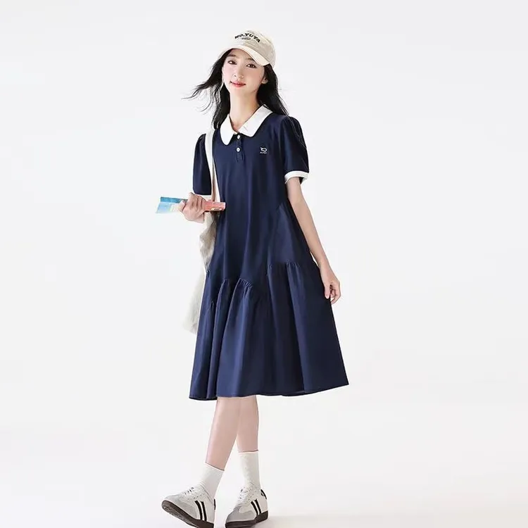 女童连衣裙夏季2025夏装新款洋气翻领短袖公主裙子儿童时髦POLO裙