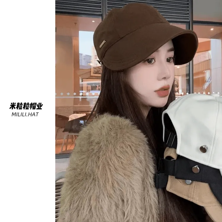 露丝同款秋冬网红复古鸭舌帽时尚气质百搭马术帽休闲保暖女显脸小