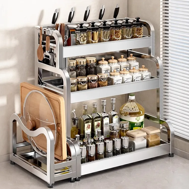 不锈钢厨房调料置物架台面多功能筷子刀架调味品调味料架子