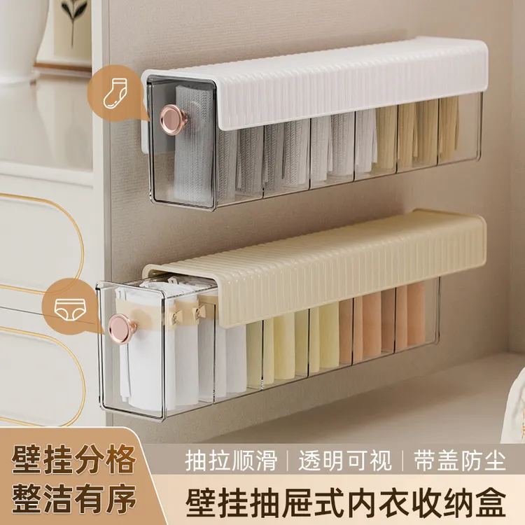 袜子收纳盒壁挂袜子整理盒家用衣柜抽屉式放内衣裤神器三合一