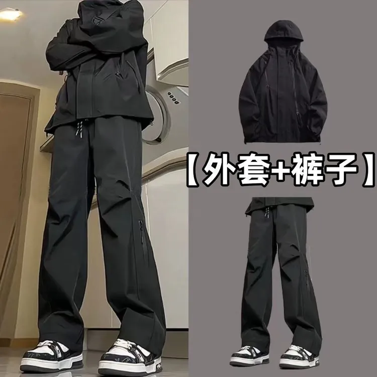 【一整套】冲锋套装男女同款机能工装裤户外防水防风冲锋衣帅气搭配