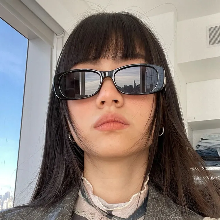 【里伯专属】长方形朋克宽边墨镜女2025新款小框窄太阳眼镜嘻哈辣妹