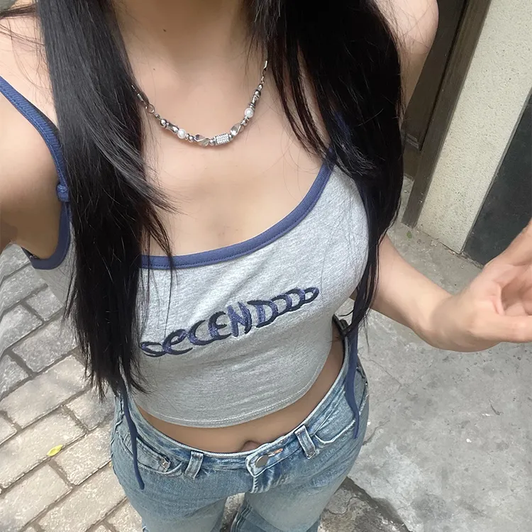 拼色小吊带背心女内搭夏季新款辣妹外穿修身显瘦短款美背无袖上衣