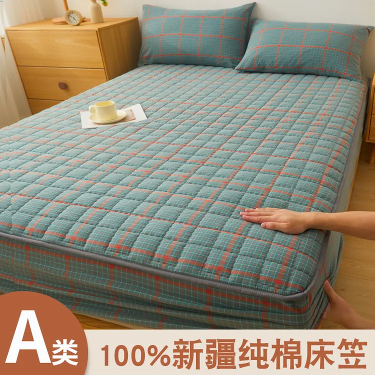 100%纯棉床笠全棉床罩保护套床单加厚夹棉新款学生宿舍床垫罩床套商品图