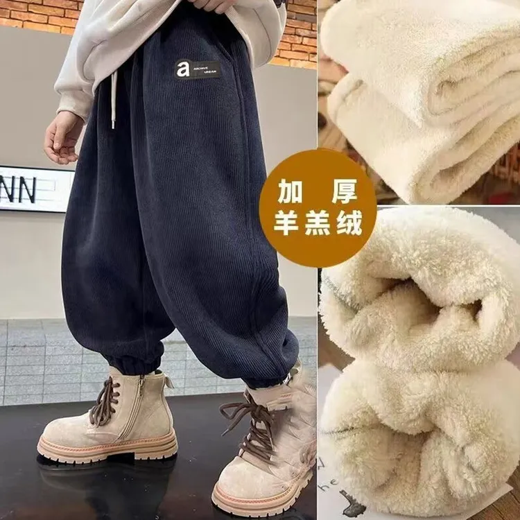 男童棉裤长裤加厚保暖休闲裤男孩秋冬宽松外穿百搭中大童加绒裤子