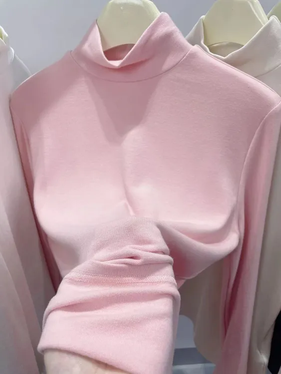 6YH2025加绒款保暖糯叽叽秋冬加厚修身高领纯色中领打底衫上衣女