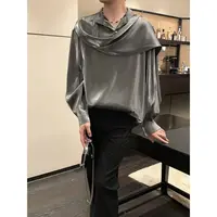 阿茶与阿古{纱液}流光液态衬衫男长袖高级设计感肩片衬衣A2408202