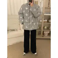 阿茶与阿古蝴蝶反光棉服男冬季外套加厚潮牌休闲情侣棉衣2211338