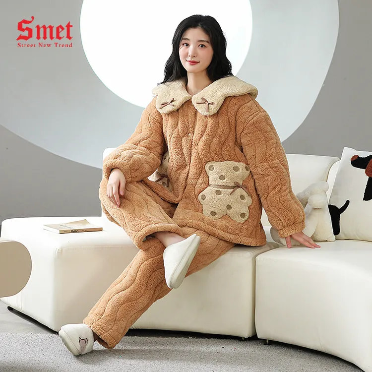 SMET STREET NEW TREND「夹棉1358」冬季加厚保暖家居服睡衣女套装