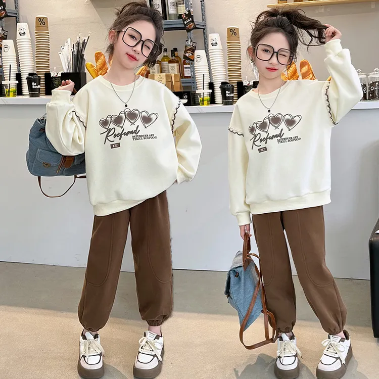 女大童卫衣春秋款套装2024新款洋气春装女孩休闲运动网红两件套