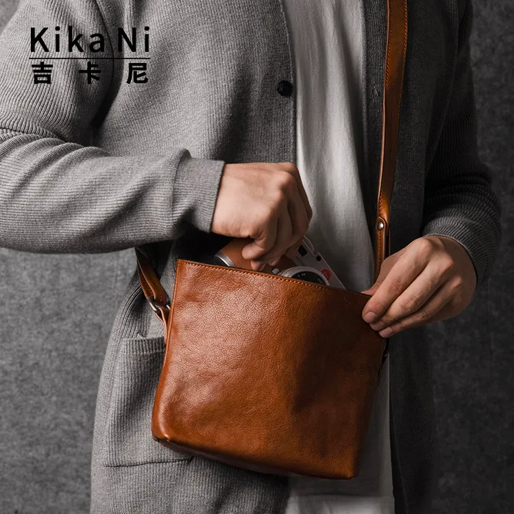 kikani真皮相机包微单复古便捷挎包数码相机包单肩斜挎包头层牛皮