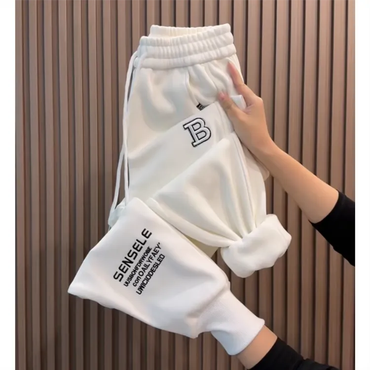 韩版时尚洋气加绒休闲裤女23年秋冬新款高腰显示哈伦裤百搭运动裤