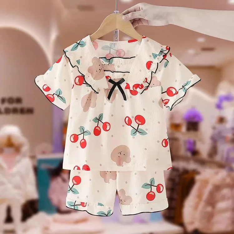 睡衣女童夏季儿童套装宝宝薄款中大童公主风空调小女孩家居服夏天