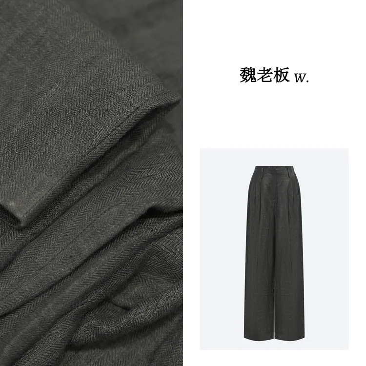 W.Diva【代表作】春季时尚百搭意大利进口软亚麻直筒神裤1K1111140