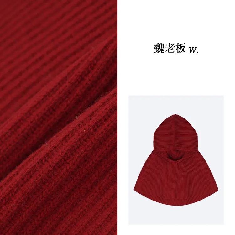 W.Diva【和暖】早春红色100羊毛品质时尚休闲百搭连帽披肩4J0910016