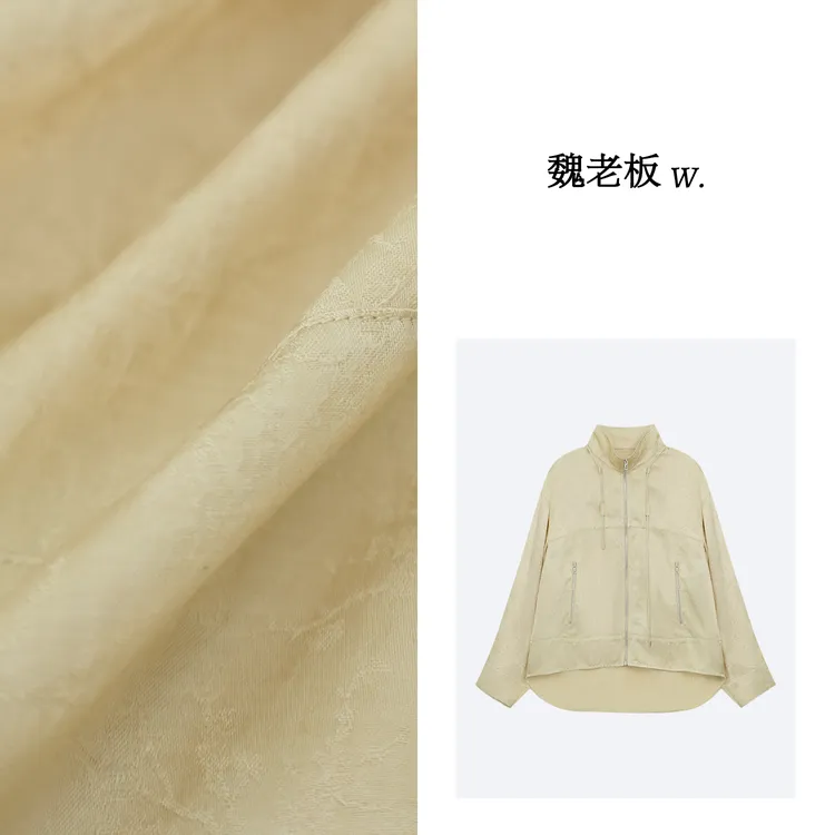 W.Diva【熠熠生辉】欧若风春季亚麻+莱赛尔中式提花外套1C28Y4226