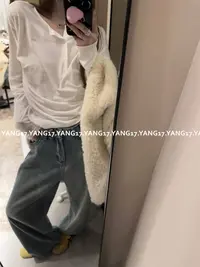 杨十七  加厚磨毛纽扣毛边设计松弛感T恤