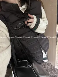杨十七～轻便型立领羽绒马甲女款黑色白鸭绒背心外穿