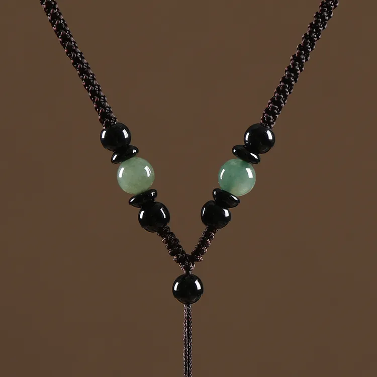 非金属布艺吊坠 玉吊坠挂绳男女平安扣无事牌玉石项链绳挂脖挂件商品图