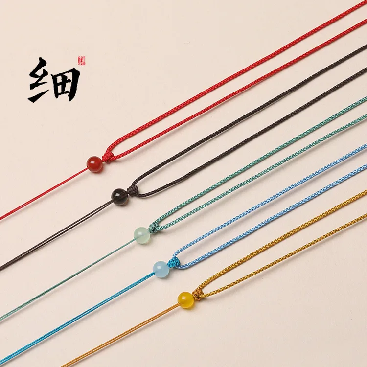 非金属布艺吊坠 红绳项链绳平安扣玉石吊坠挂绳男女士无事牌挂件