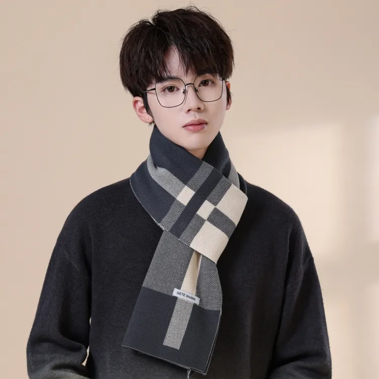 2024新款男围巾学生初中高中男士学生围巾女保暖围脖冬季青少年厚