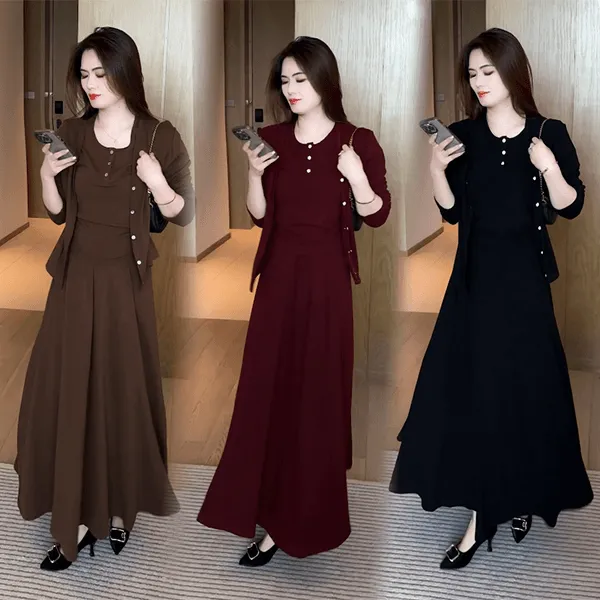 秋季时尚气质套装裙秋季高级感开衫外套T恤半身裙洋气三件套H691