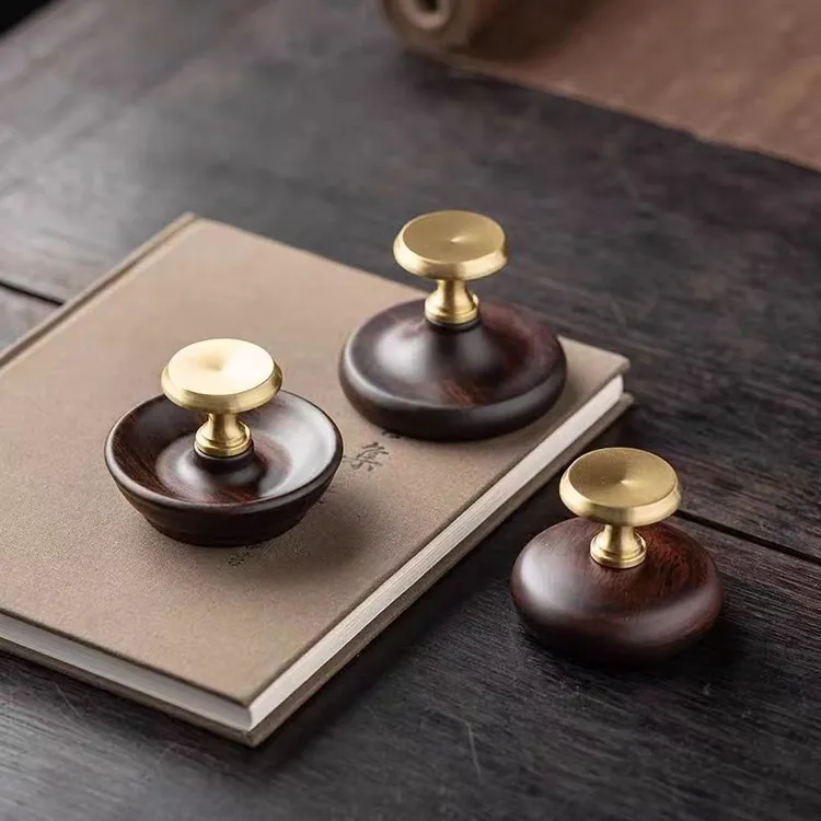 黑檀实木铜盖置高端盖碗盖托茶壶架家用功夫茶具荼道配件茶玩摆件