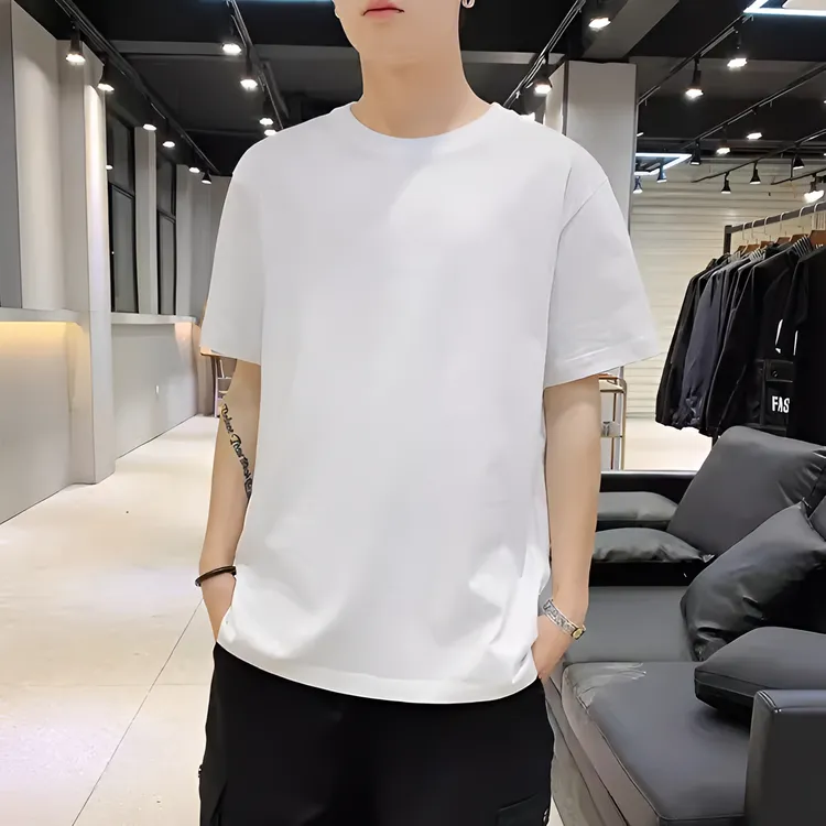 中国好T恤纯棉高品质白色男士休闲百搭夏季半袖潮流纯色短袖上衣