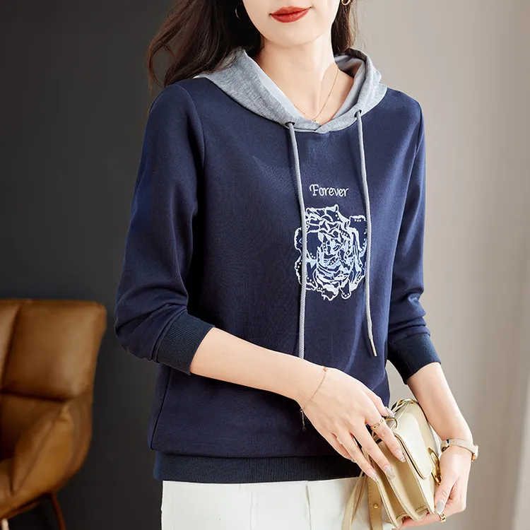 春秋季女士卫衣连帽2025年新款宽松休闲大码帽衫中年妈妈长袖上衣