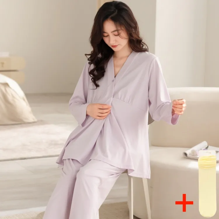 【云感棉-带胸垫】月子服3-12月哺乳孕妇睡衣薄款产妇家居服怀孕期