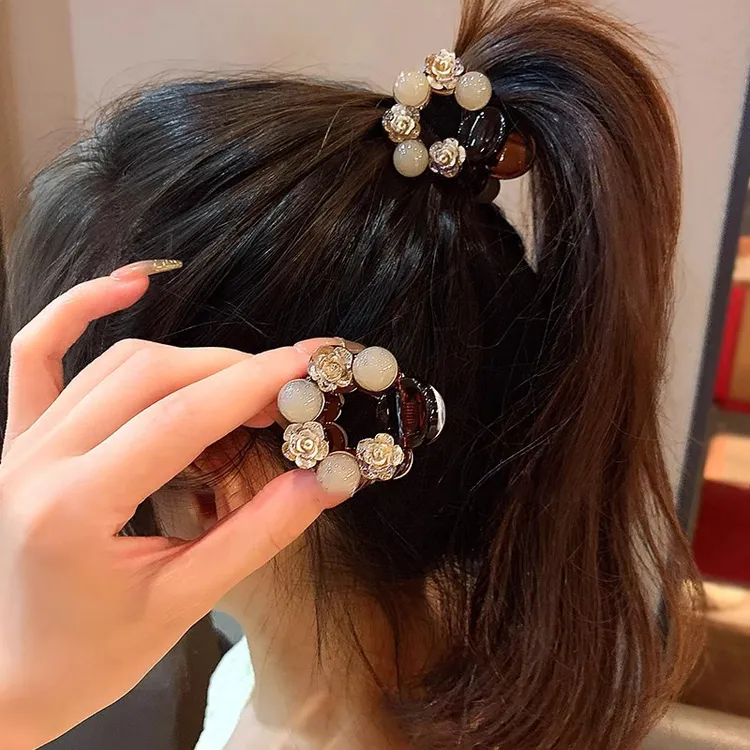 高级感玫瑰花抓夹女气质时尚马尾固定夹2025新款半抓发夹百搭头饰