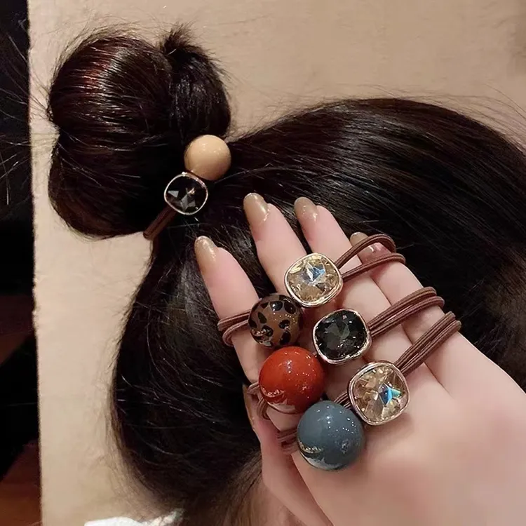 4根装新款发绳豹纹头绳简约气质高弹力发圈女加粗耐用橡皮筋头绳