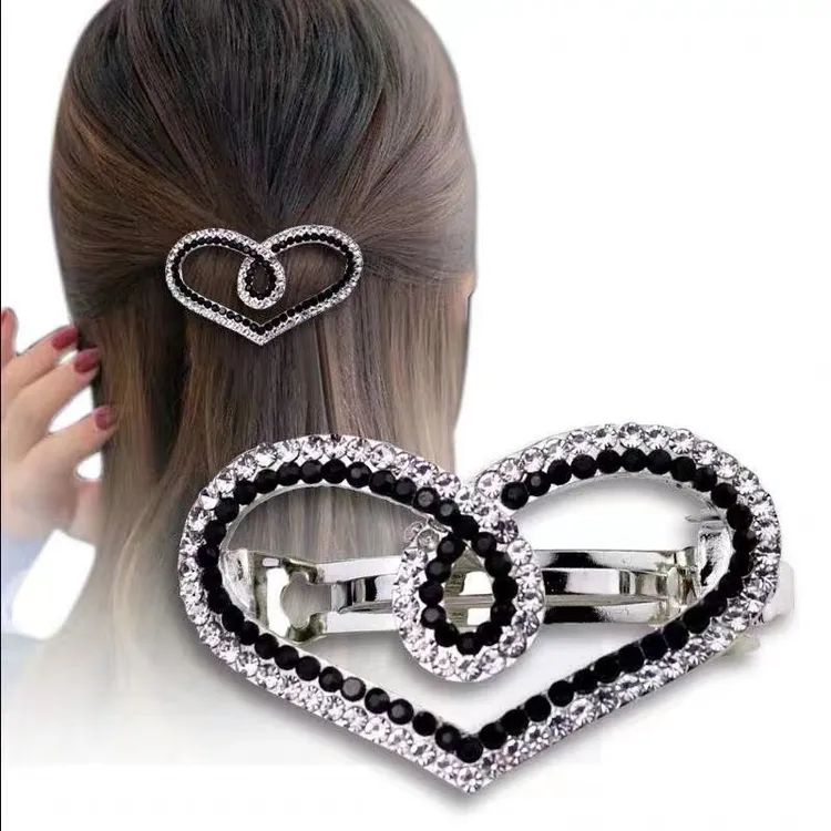 发夹成人韩国水钻发饰爱心发夹后脑勺发卡优雅淑女百搭弹簧夹