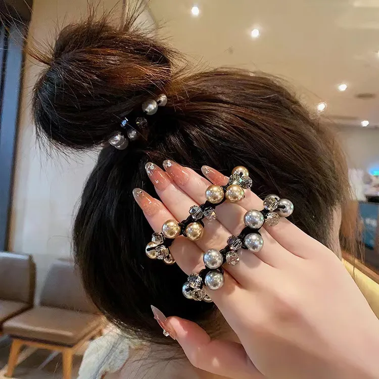 水晶珍珠手链发绳新款气质女两用款头绳高级感扎马尾丸子头橡皮筋