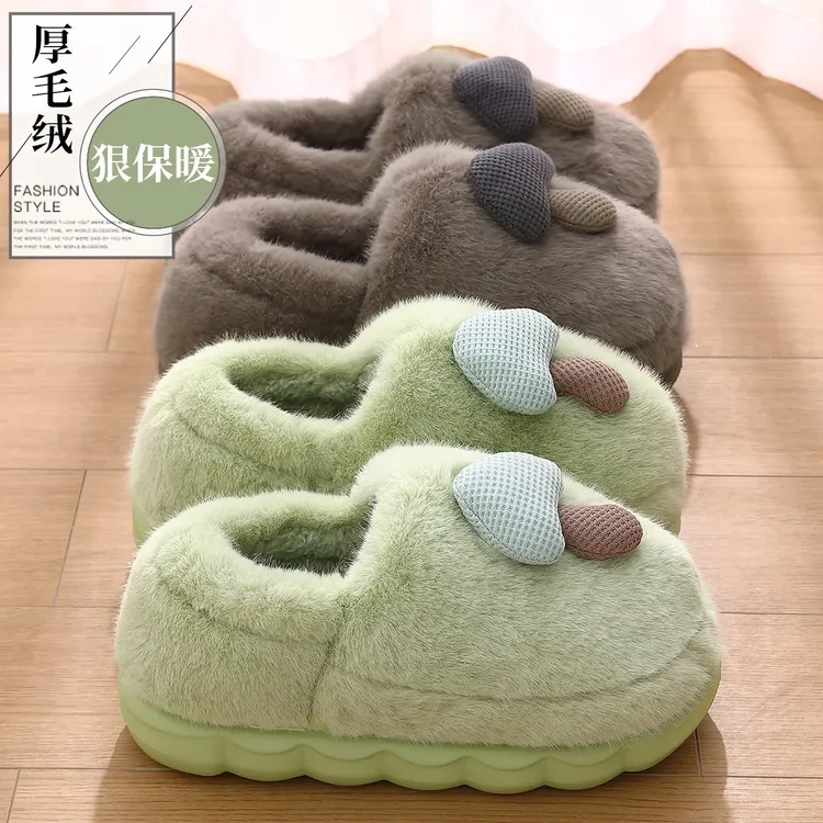 情侣包跟保暖棉拖鞋女士冬天居家居厚底防滑加绒毛毛棉鞋男款冬季