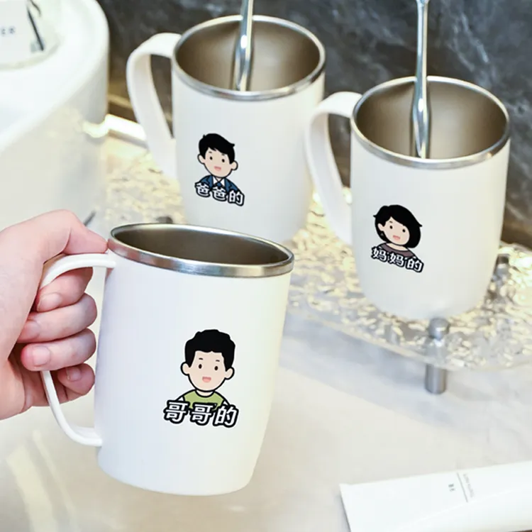 网红304不锈钢新式新式一家四口磁吸漱口杯倒挂挂壁式漱口牙杯