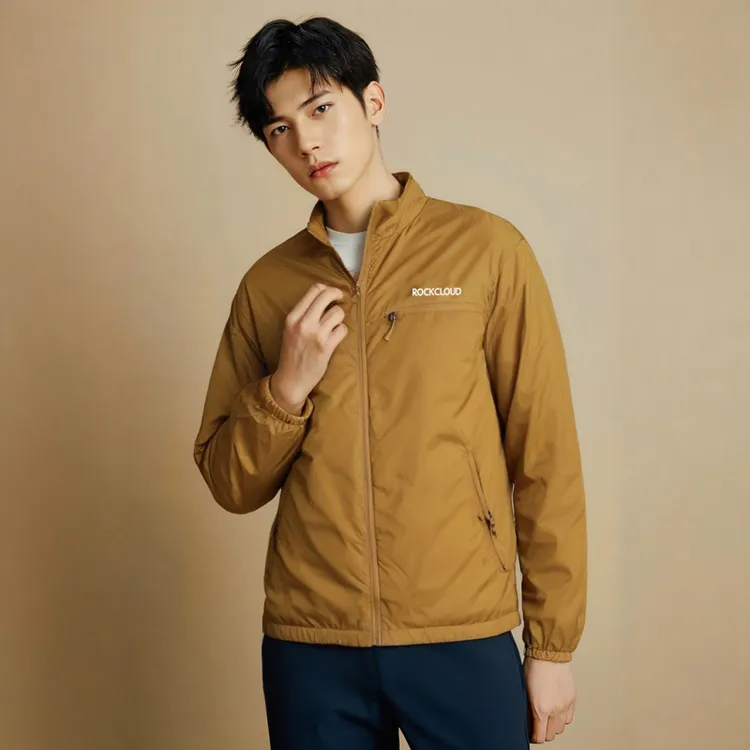 岩云运动男款立领户外休闲上衣男夹克加绒薄款外套舒适外套防泼水