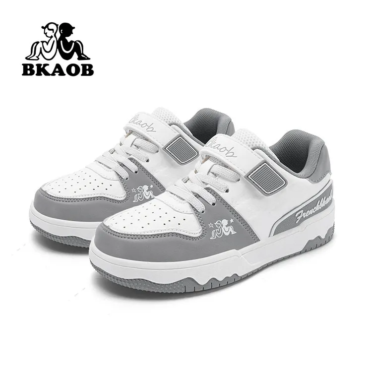 BKAOB童鞋男童女童皮面新款2024时尚儿童鞋防滑潮鞋儿童滑板鞋