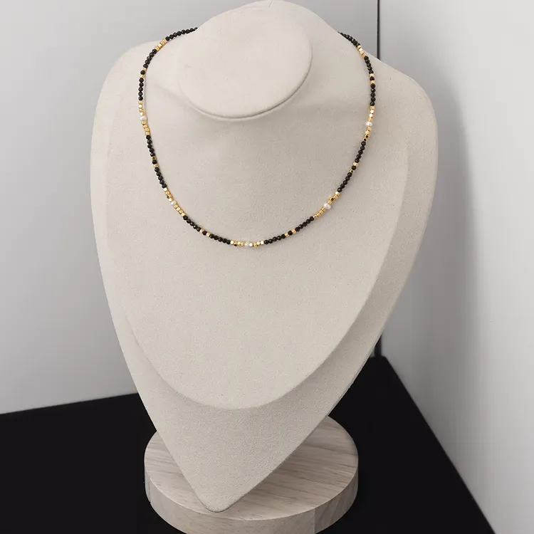 铜合金玻璃项链 镀18K金「梦魇」超闪黑色项链气质轻奢百搭极简嘻哈