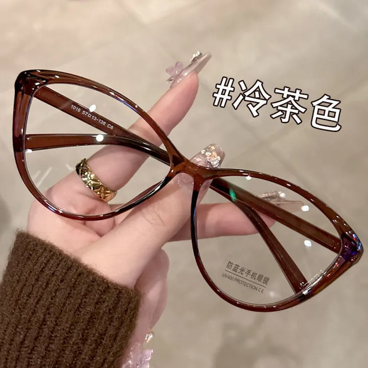 复古美镜!猫眼近视眼镜女可配度数轻颜轻便显脸瘦素颜学生平光镜