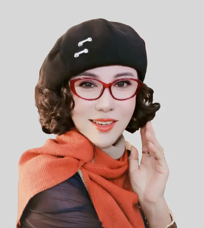 新款假发一体褶皱贝雷帽时尚百搭仿真短假发妈妈帽子网红高级优雅