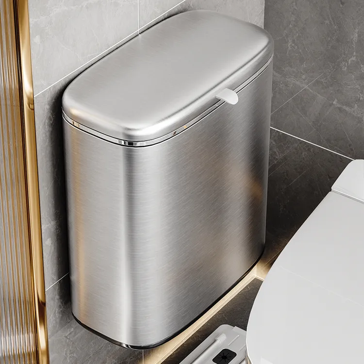 卫生间客厅壁挂免打孔2025家用厕所不锈钢纸篓窄缝夹缝高颜值桶