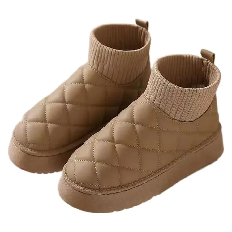 厚底雪地靴秋冬季皮毛一体短筒高底保暖防水棉鞋女2024新款