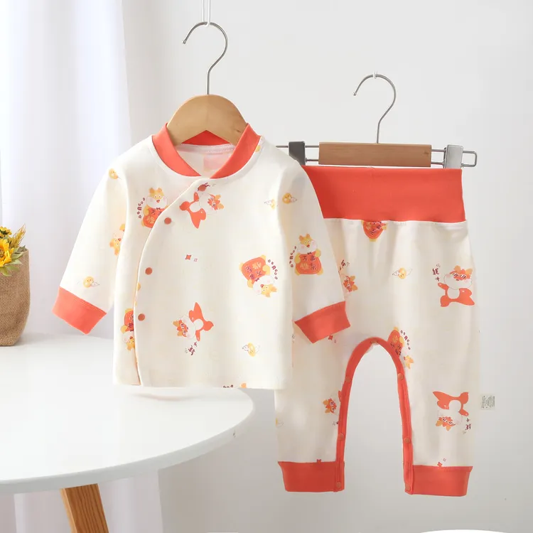 秋冬婴幼儿内衣套装秋冬免脱打底睡衣宝宝分体两件套婴儿秋衣秋裤