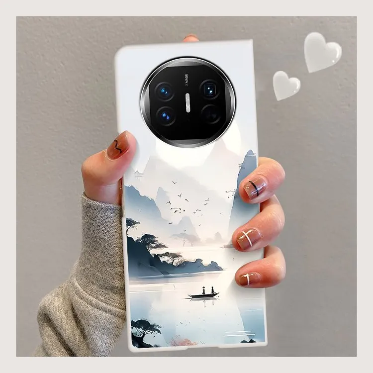 适用华为mateX5手机保护壳新款国潮全包古风山水mateX2高级感X3男