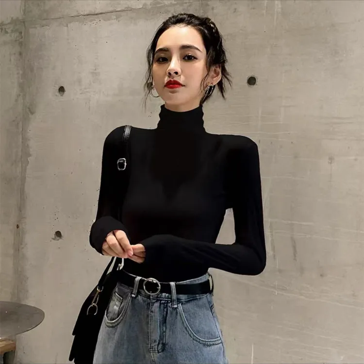 高领打底衫女秋冬2025年新款修身高领长袖t恤内搭上衣洋气百搭
